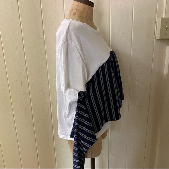 GU Japan sz M Layer Tee White Printed Top Tie Back - Picture 5 of 9